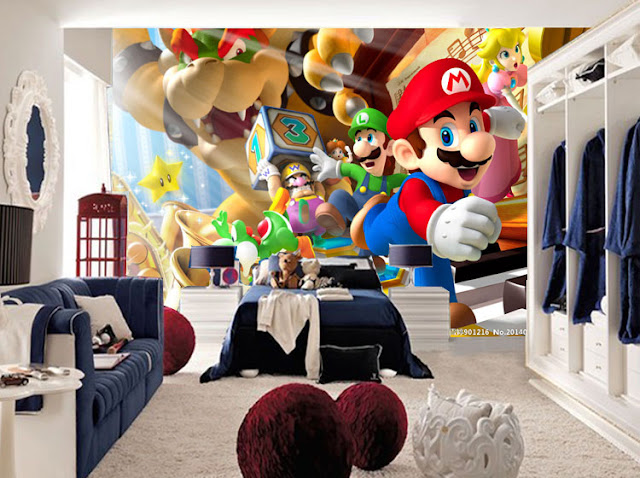 Wallmural Online Childrens Wall Murals Childrens Wall Murals Kids Room Super Mario Kart Photo Wallpaper Cartoon Children Decoration