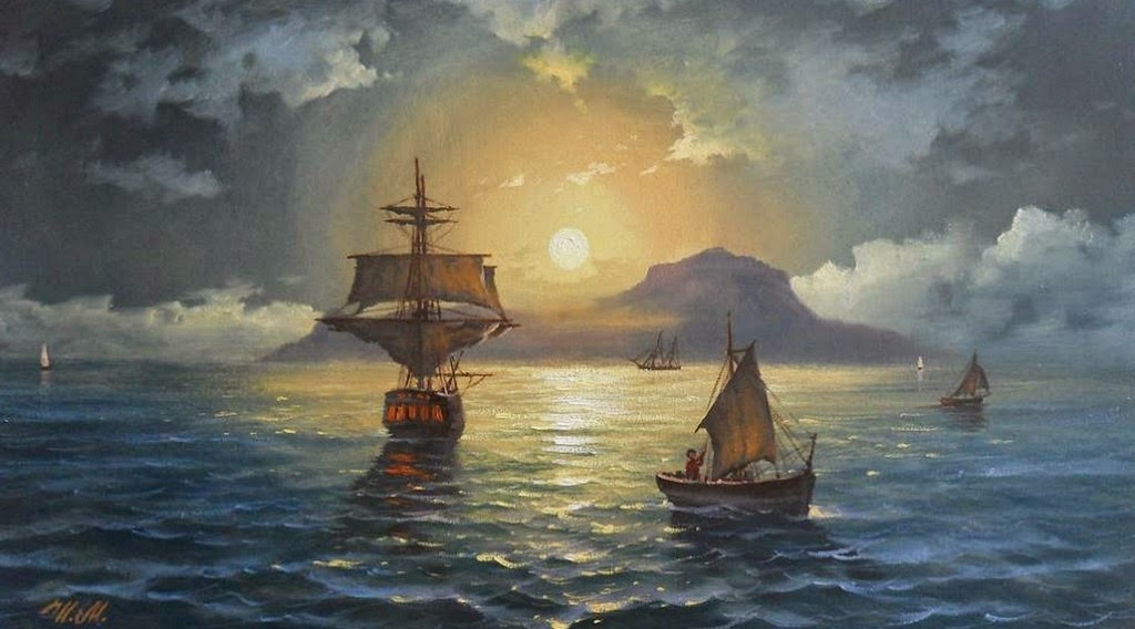 Pintura al óleo Barcos