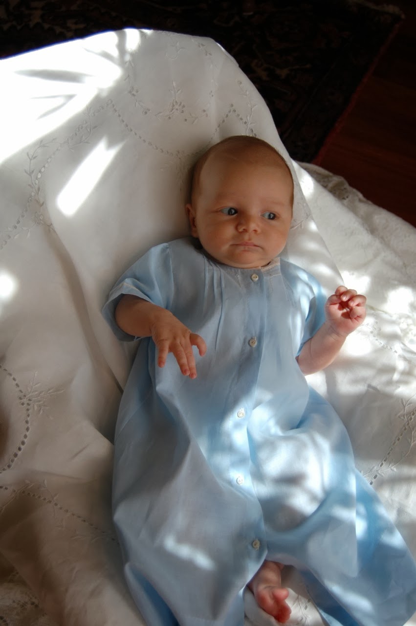 The Old Fashioned Baby Sewing Room: Baby's First Daygown - Tucks in Blue
