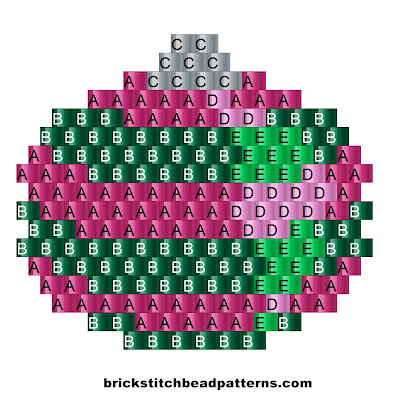 Free brick stitch seed bead weaving pattern labeled color chart
