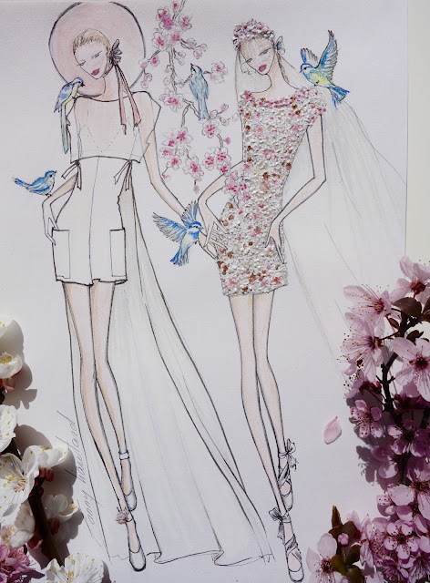 collection robes de mariée Fanny Liautard, dessin, illustration robe de mariage, collection créateur