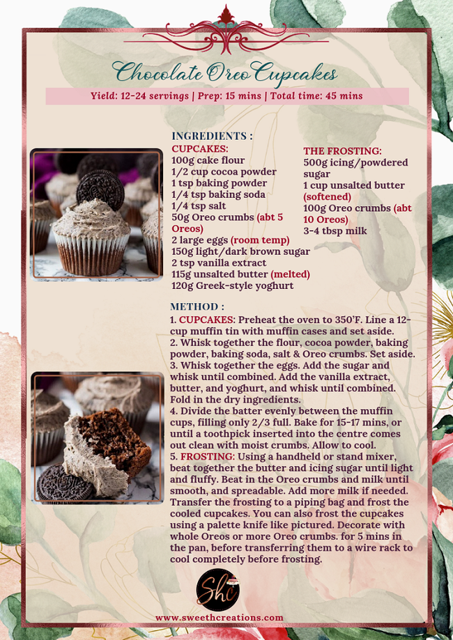SHC’s TOP 10 POPULAR DESSERT RECIPES IN 2018 NO.8 - CHOCOLATE OREO CUPCAKES RECIPE