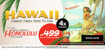 AirAsia X KL Hawaii USA Flight Ticket Price