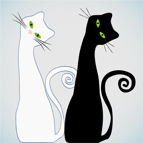 Gato blanco y gato negro - Vector