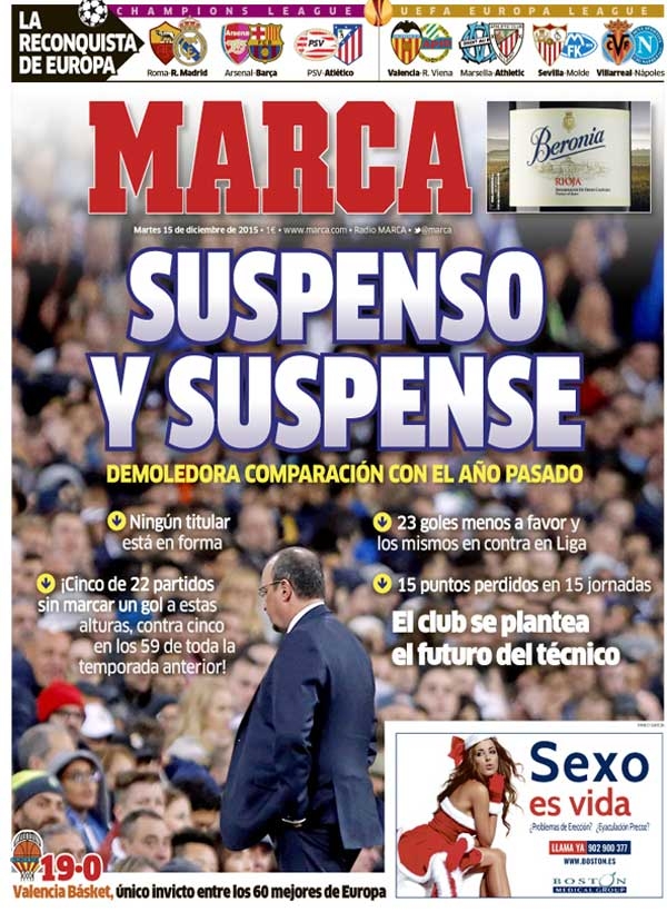 Real Madrid, Marca: "Suspenso y suspense"