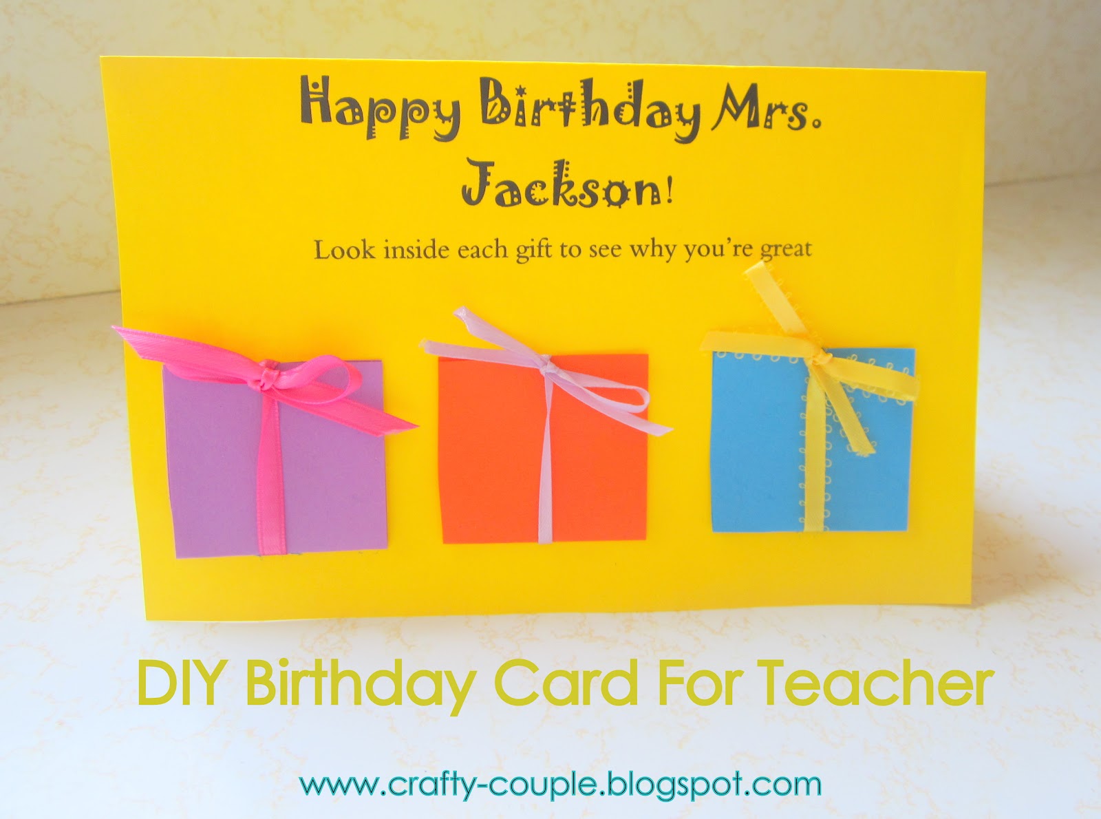 crafty couple: Birthday Card For Teacher
