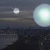 Esfera de fuego verde en el cielo de Japón