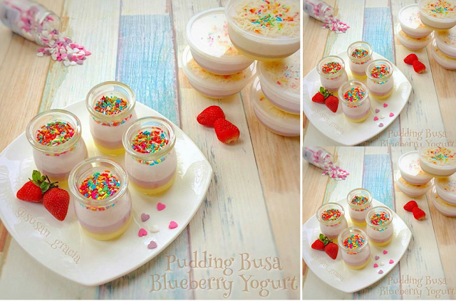 Gambar Resep dan Cara Membuat Pudding Busa Blueberry Yogurt Enak dan Sederhana