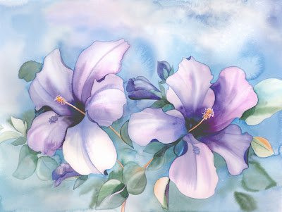 flores violetas Acuarelas de flores