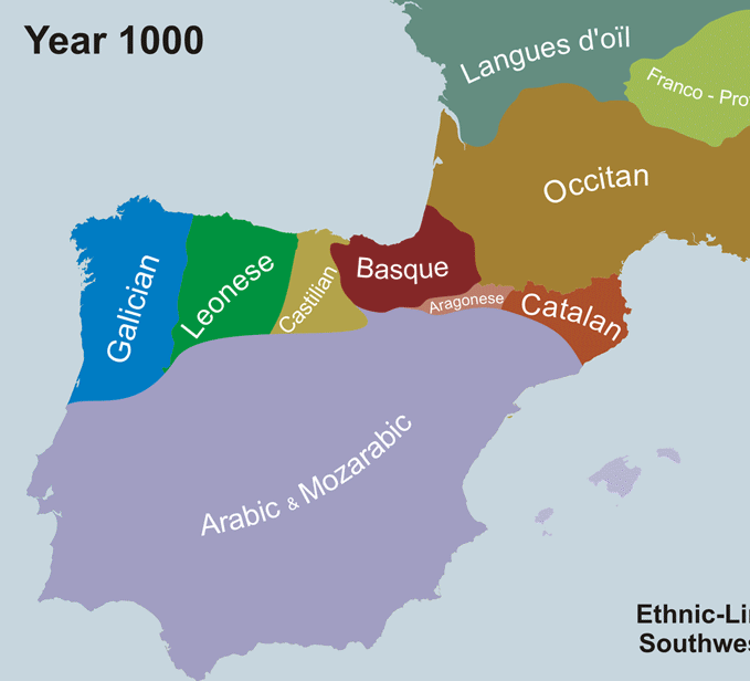 How languages have changed in the Iberian peninsula over the past 1000 years
