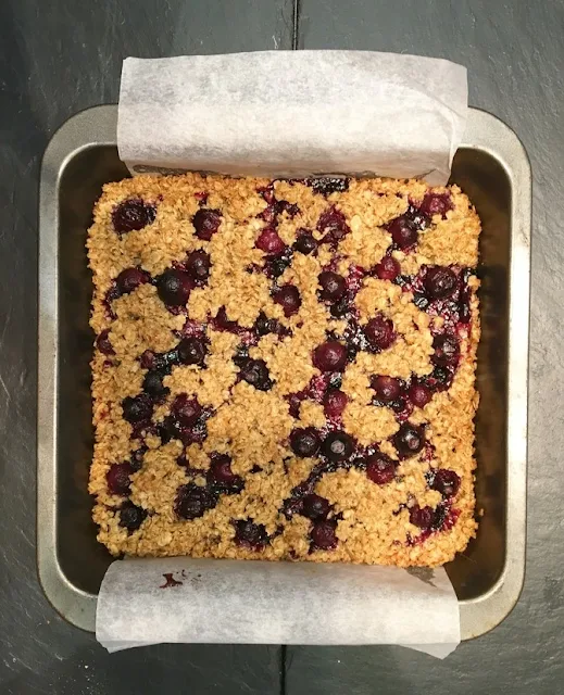 blueberry and lemon oaty bars made by louise from Hamlyns