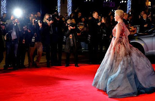 On the day before, Elizabeth Banks avoided talking about her fashion dignity as she showcased her enviable figure in a wonderful classic gown on Monday, November 10, 2014.