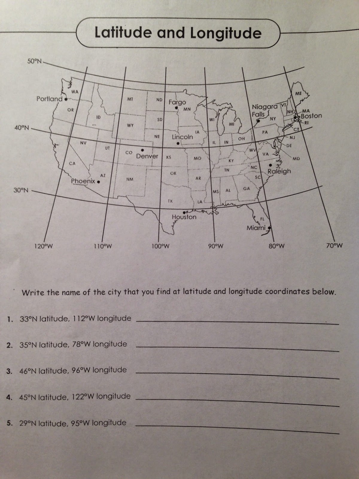 Mr t s social studies unit 1 practice using latitude and longitude