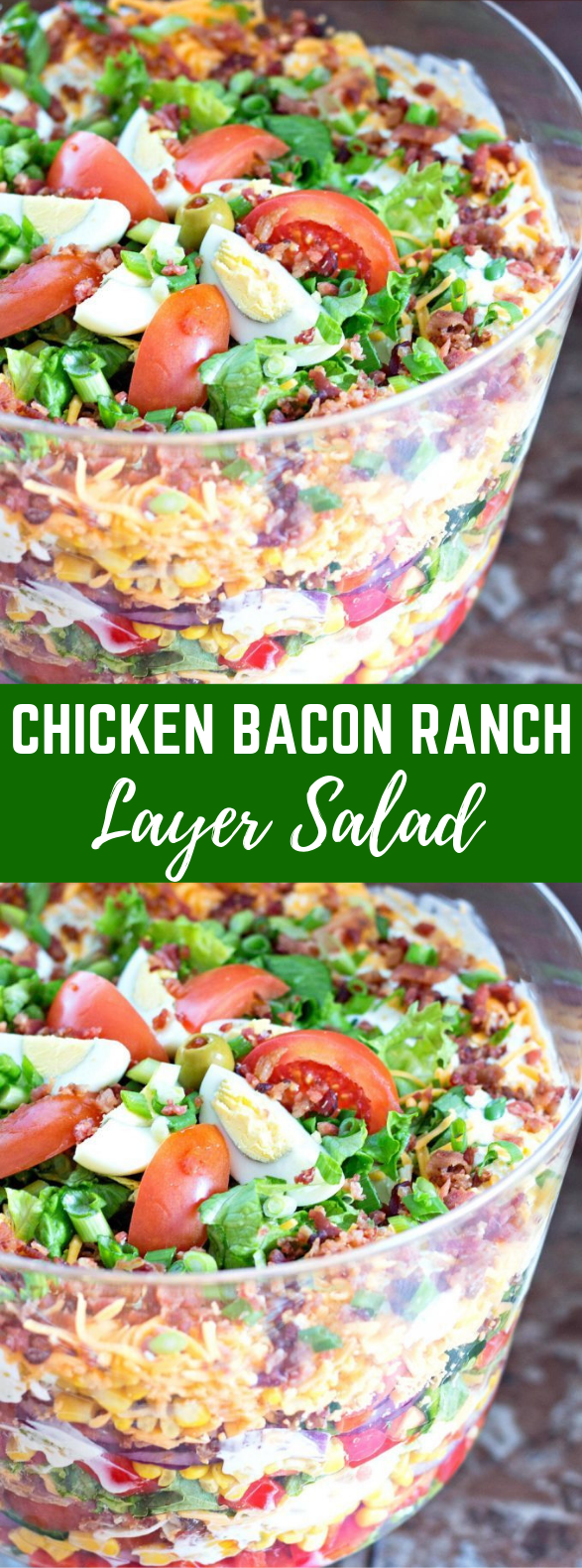 Chicken Bacon Ranch Layer Salad #healthyrecipes #dressing Chicken Bacon Ranch Layer Salad #healthyrecipes #dressing