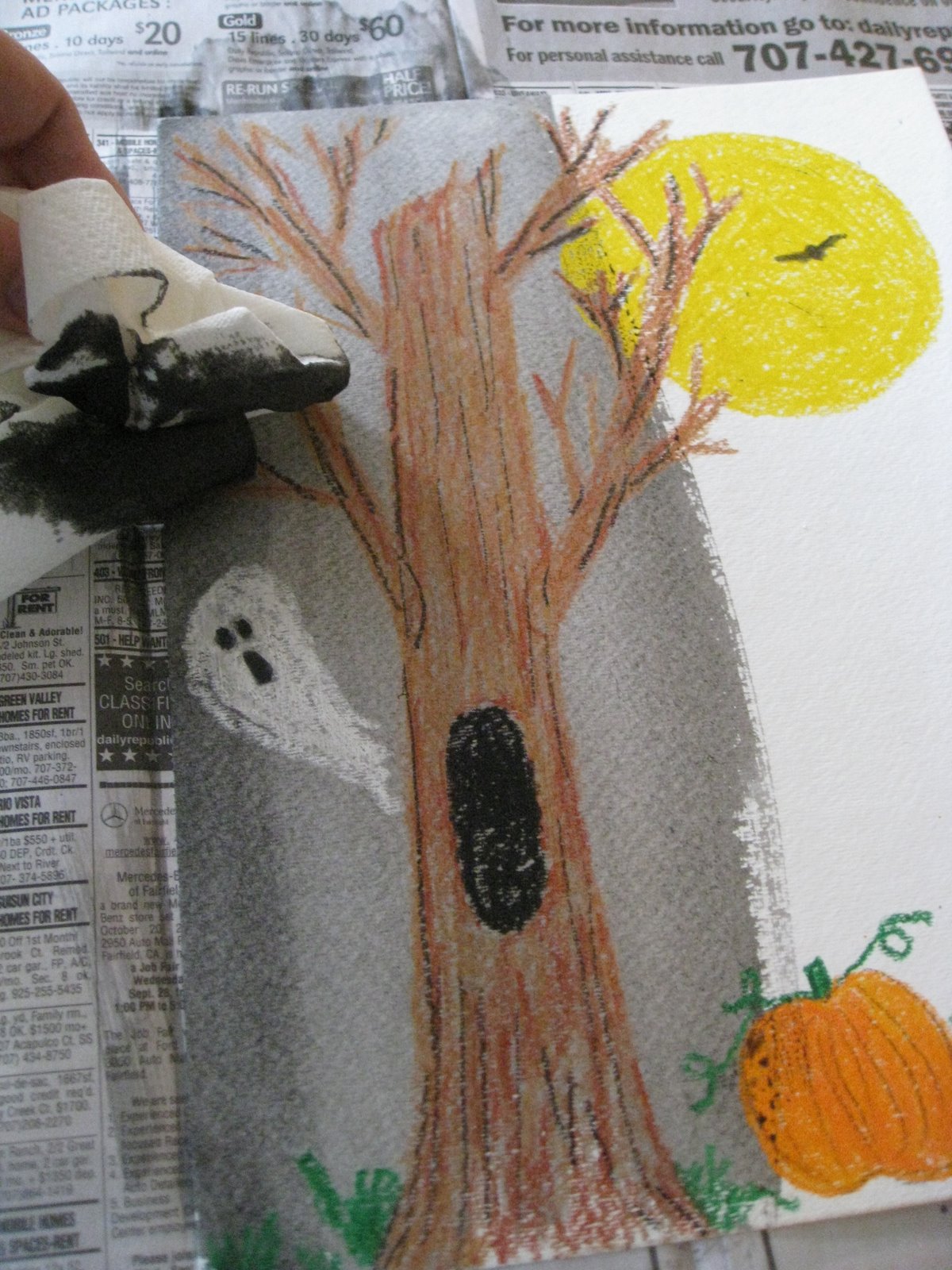 Cindy deRosier My Creative Life Crayon Resist Halloween Art