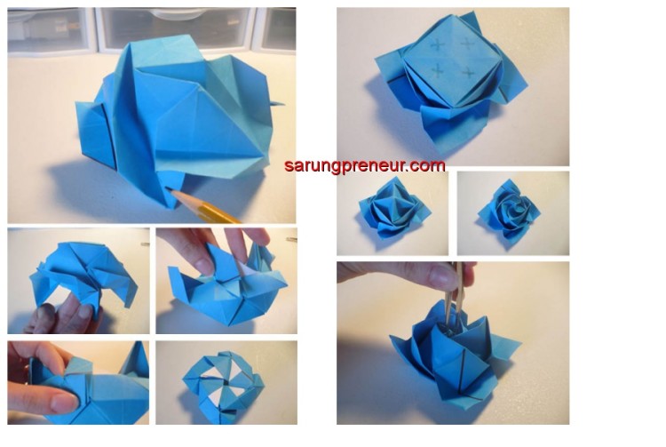 Membuat Pot Bunga Dari Origami | seni cara membuat origami bunga mawar Membuat Pot Bunga Dari Origami | seni cara membuat origami bunga mawar