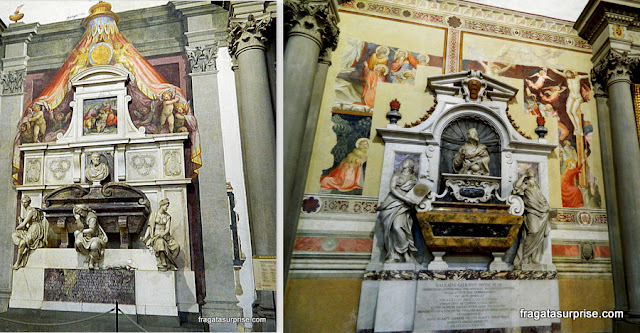 Florença - Basílica de Santa Croce - túmulos de Michelangelo e Galileu Galilei