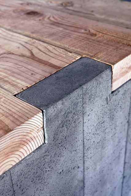 Banco madeira e concreto