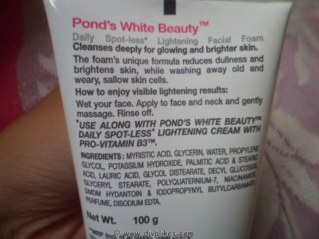 Ponds White Beauty Daily Spotless Lightening Facial Foam Review Diva