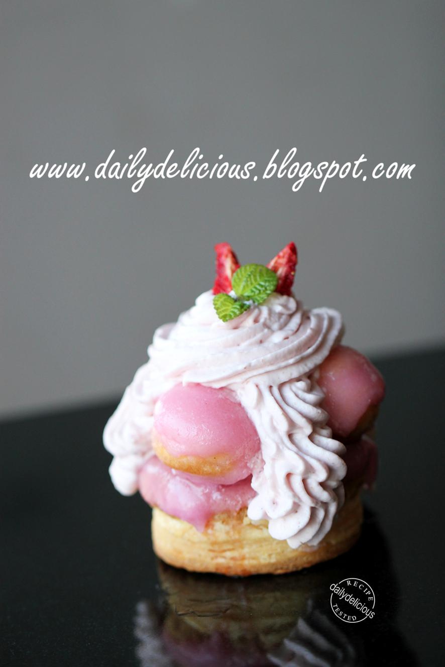 dailydelicious thai Saint Honore Fraise Cute, individual Strawberry Saint Honore