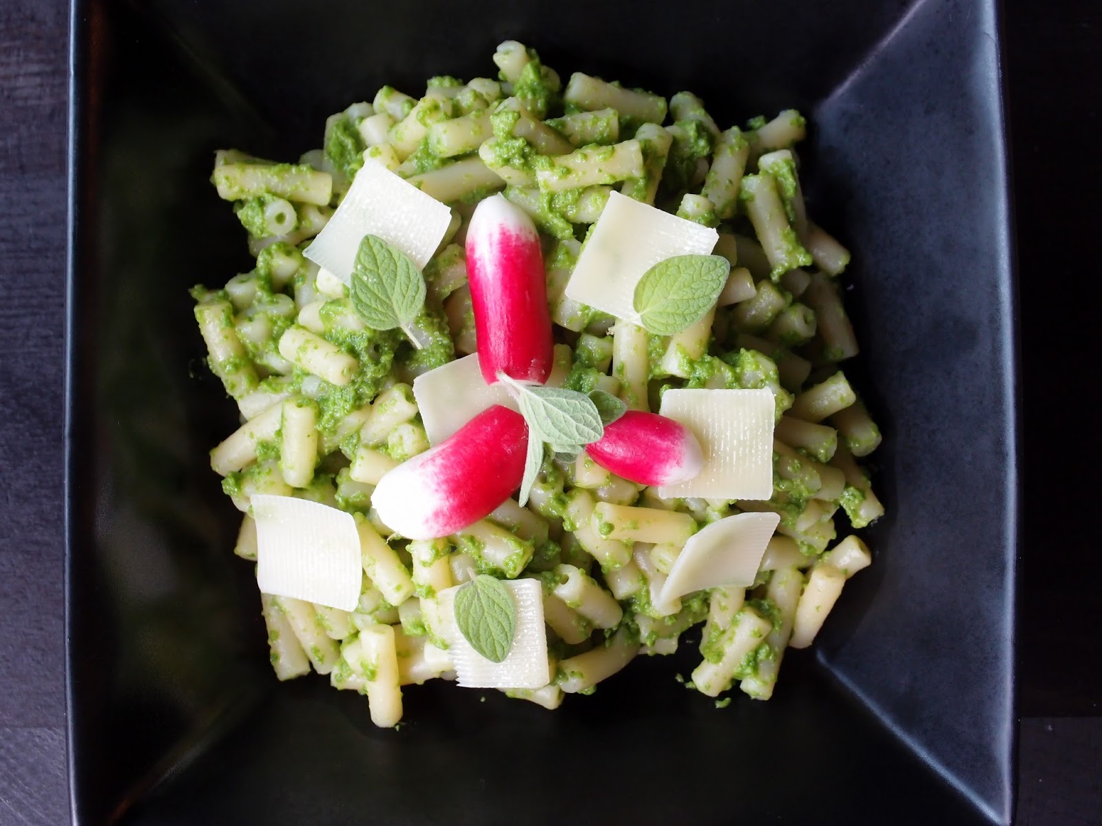 The VegHog Radish leaf pesto with macaroni