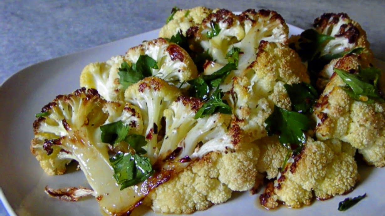 EZ Gluten Free Roasted Cauliflower with Lemon Dressing