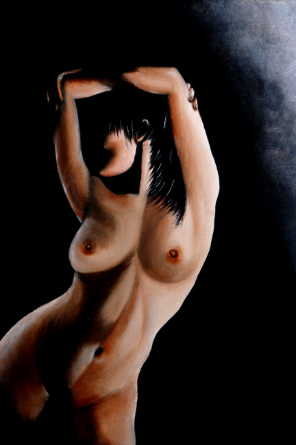Uninhibited, Finne Art Nude Painting by k Madison Moore.