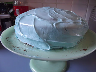 cake with blue frosting
