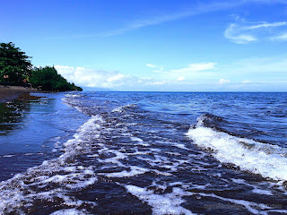 Calm Ocean Sea Waves Coastline Of Labuhan Aji Beach At Temukus Village, North Bali, Indonesia
