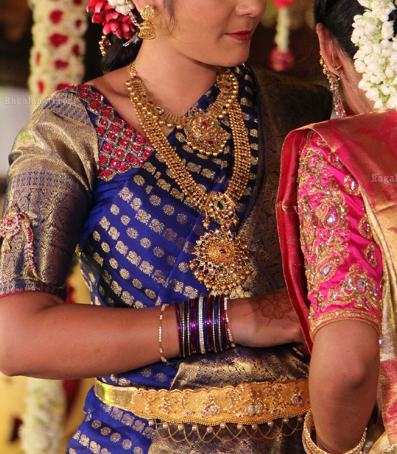 Kundan long Set Radha krishna Vaddanam Jewellery Designs