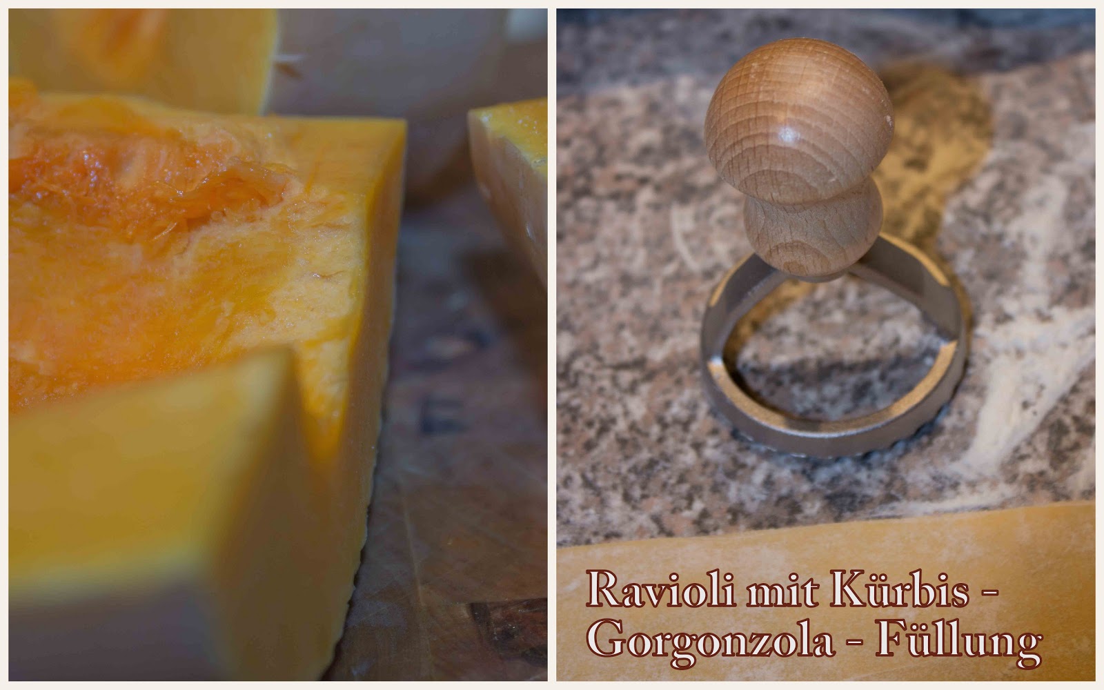 Eschhörnchen: Ravioli mit Kürbis - Gorgonzola - Füllung