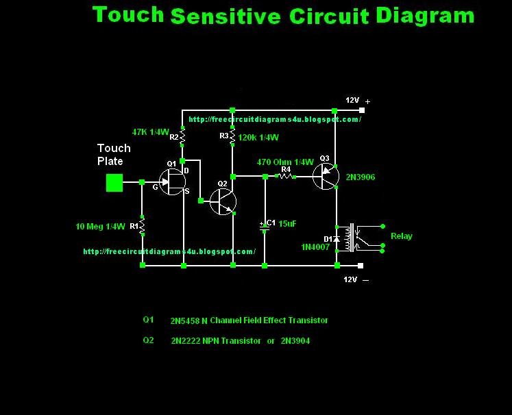 FREE CIRCUIT DIAGRAMS 4U: Simple Touch Switch