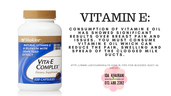 vitamin e shaklee untuk sakit mastitis, breast abcess, dustus tersumbat, bengkak susu