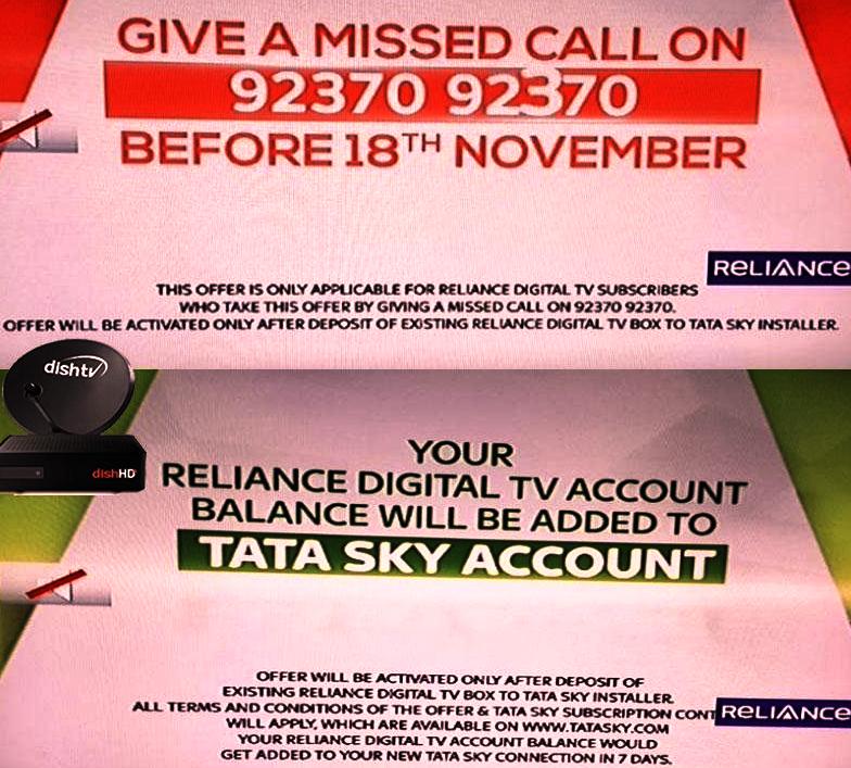 Tata Sky And Dish Tv Offers Reliance Big Users Migration Deal