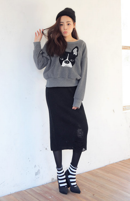 [Stylenanda] Pooch Embroidered Sweater | KSTYLICK - Latest Korean ...
