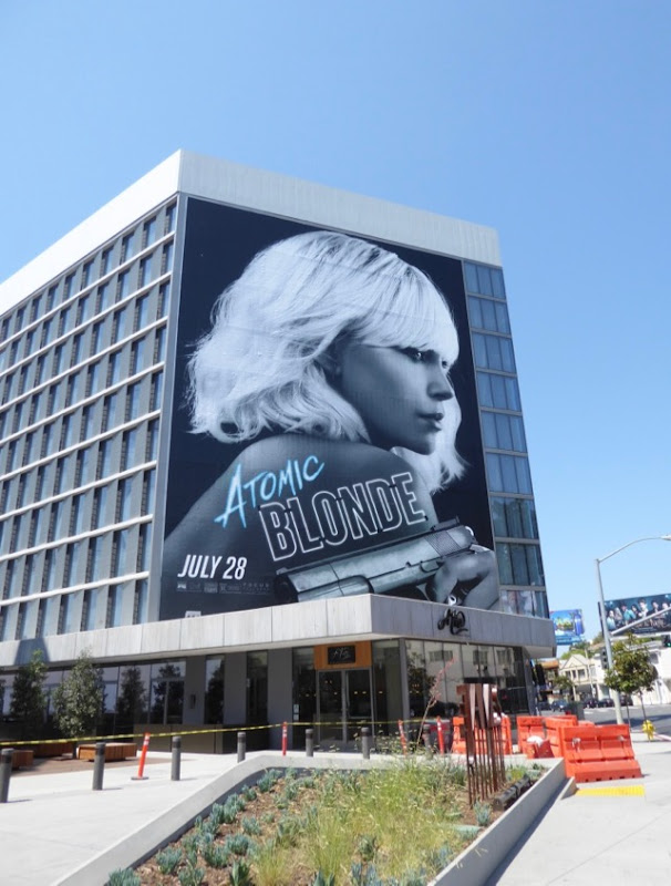 Giant Atomic Blonde film billboard Sunset Strip Giant Atomic Blonde film billboard