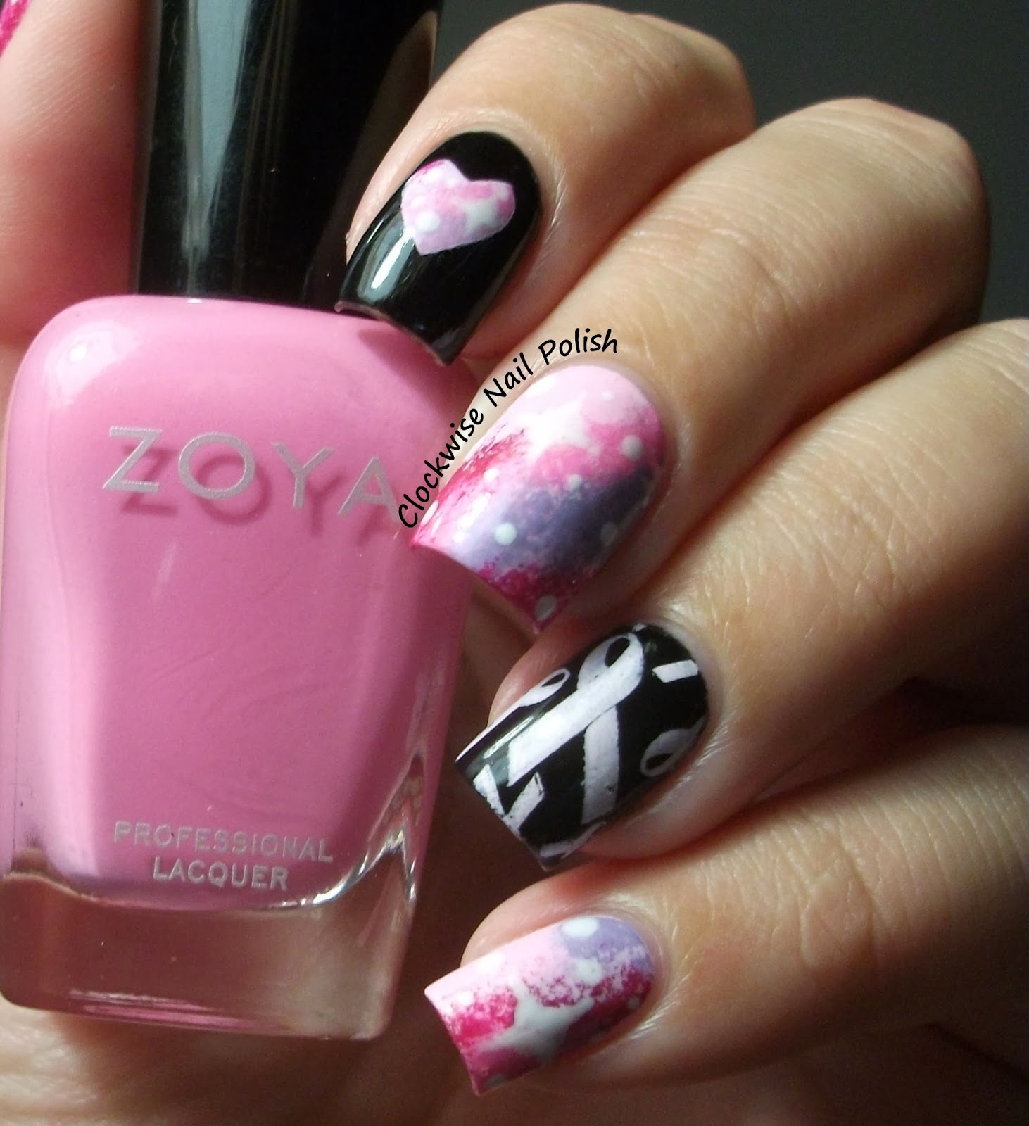 The Clockwise Nail Polish Pink Nails for Breast Cancer Awareness