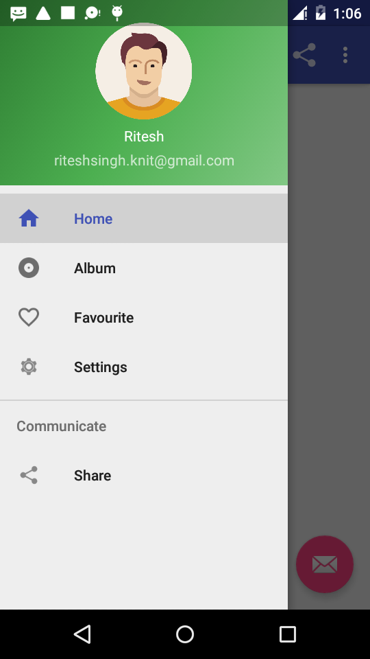 Android Material Design Sliding Navigation Drawer