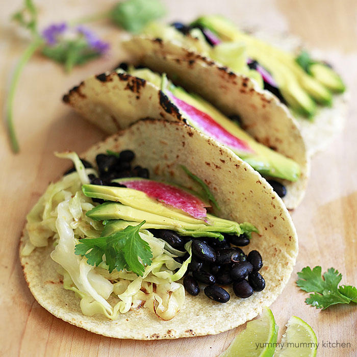 Black Bean and Cabbage Veggie Tacos