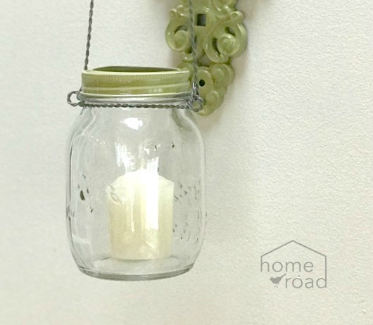 Hanging Mason Jar Metal & Glass Candle Holder From CTW 10" Tall