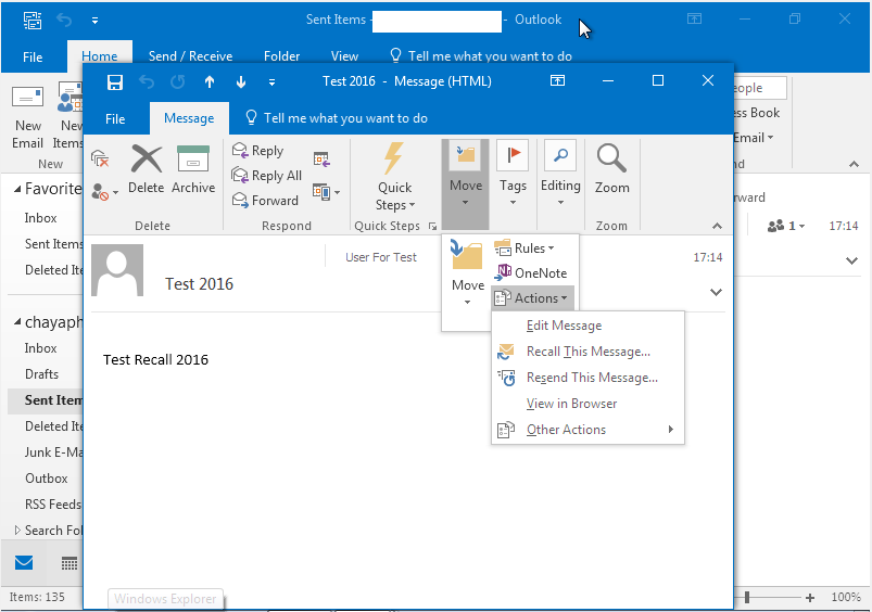 Outlook Tip Recall ตัวช่วยเมื่อส่งเมลล์ผิดคน