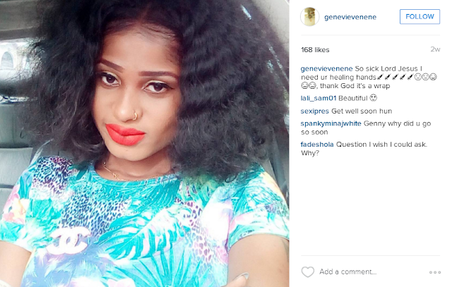 Genevieve Nene was sick and posted a message asking God to heal her,sadly she died eventually