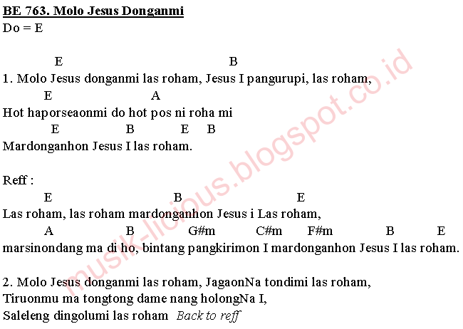 Musiklicious Be 763 Molo Jesus Donganmi Lirik Dan Kunci Gitar