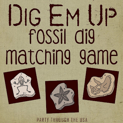 Paleontology Dig Travel Game // Party Through the USA // free printable matching game for kids