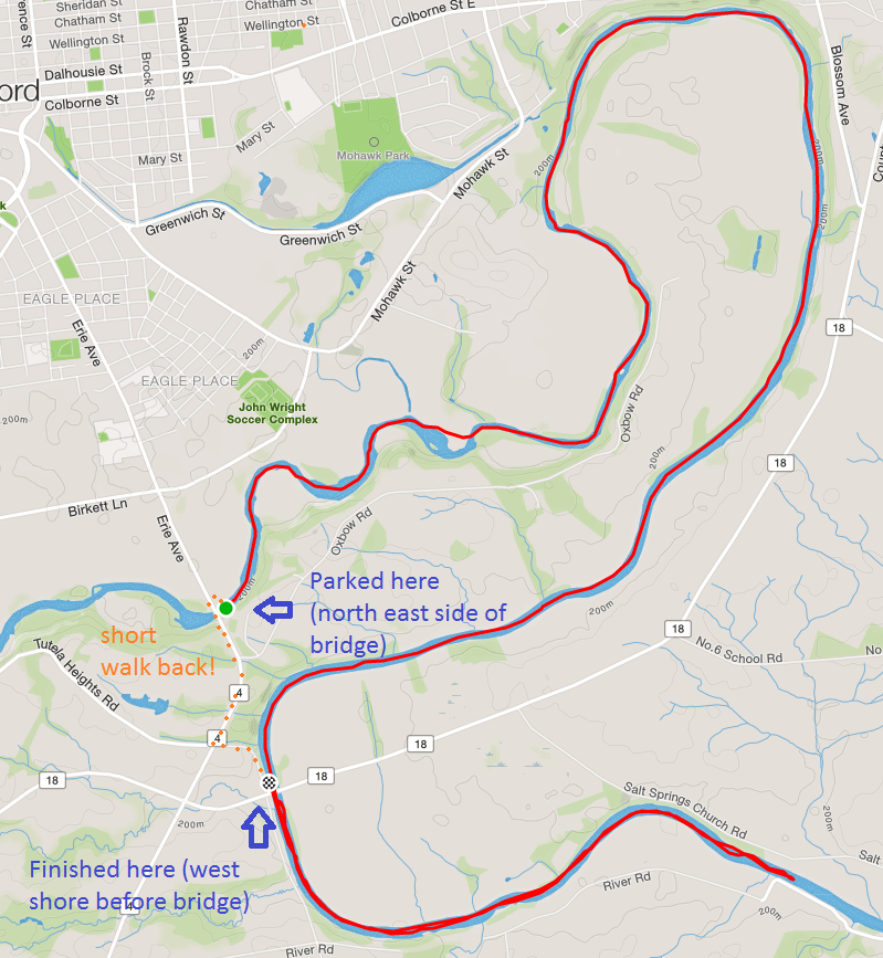 Canoeing The Grand River Map Marshmallow Man To Ironman: Paddling The Grand River: The Oxbow (Brantford)