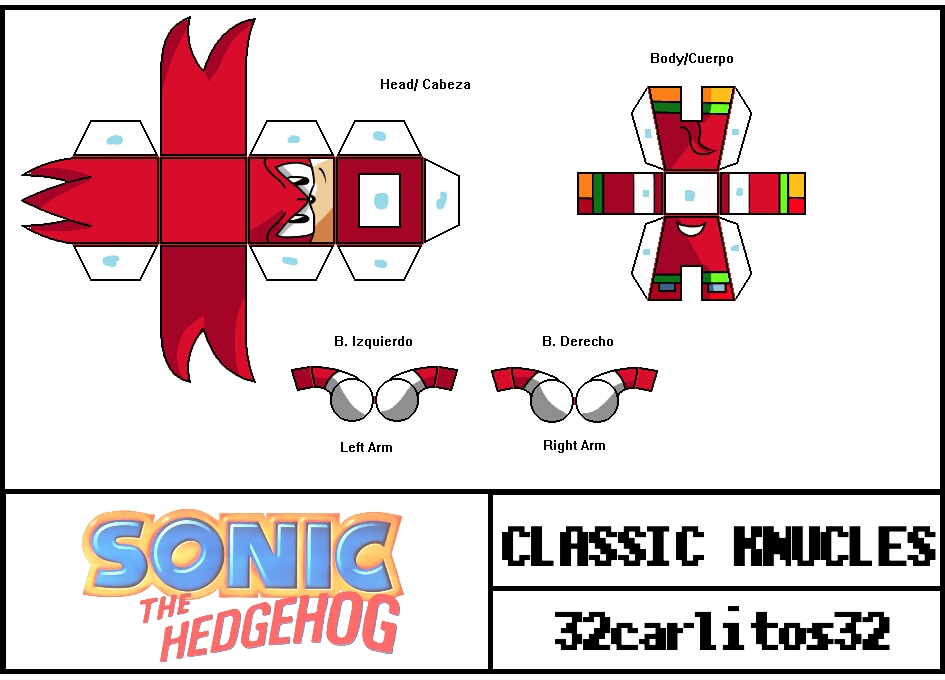 Classic Knuckles (papercraft 16/ Sonic the hedgehog)