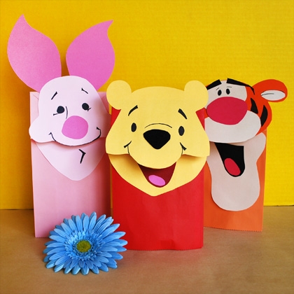  16 bolsas de regalo de papel para fiesta de Pooh Bear, 2  estilos de bolsas de recuerdo de fiesta con asas para decoraciones de  fiesta de Winnie, bolsas de regalo de