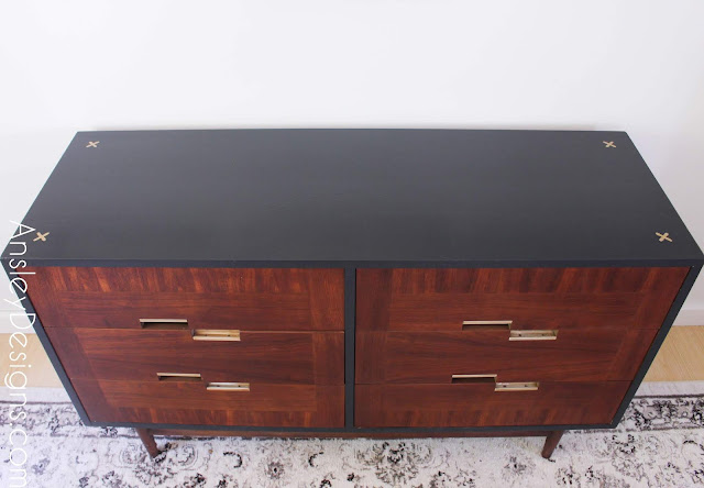 Funky two tone Mid Century Modern Dresser Makeover