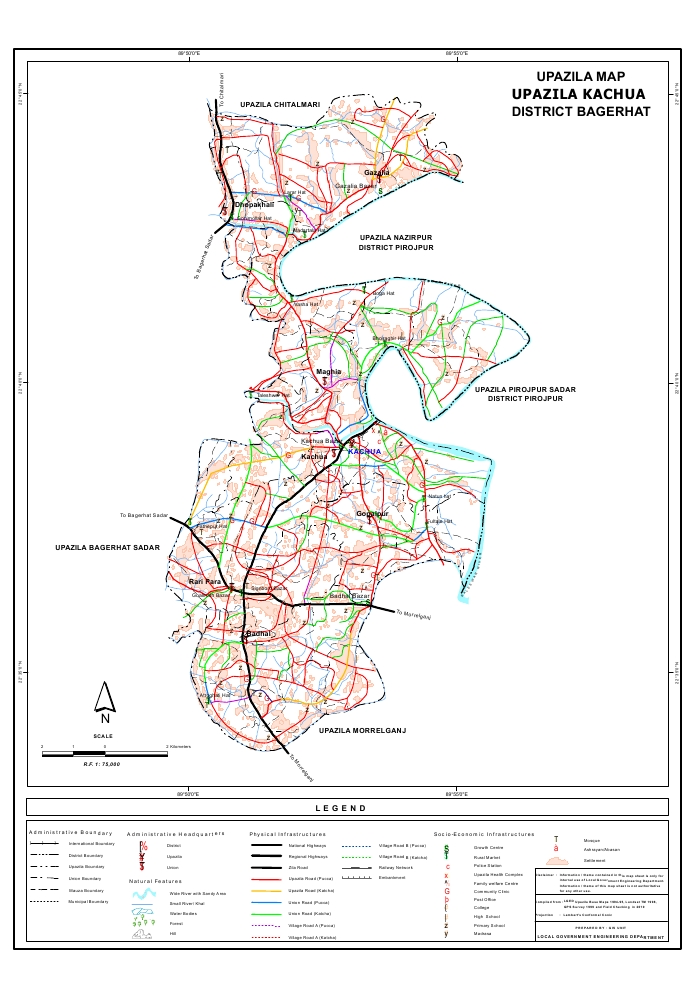 Kachua Upazila Map Bagerhat District Bangladesh