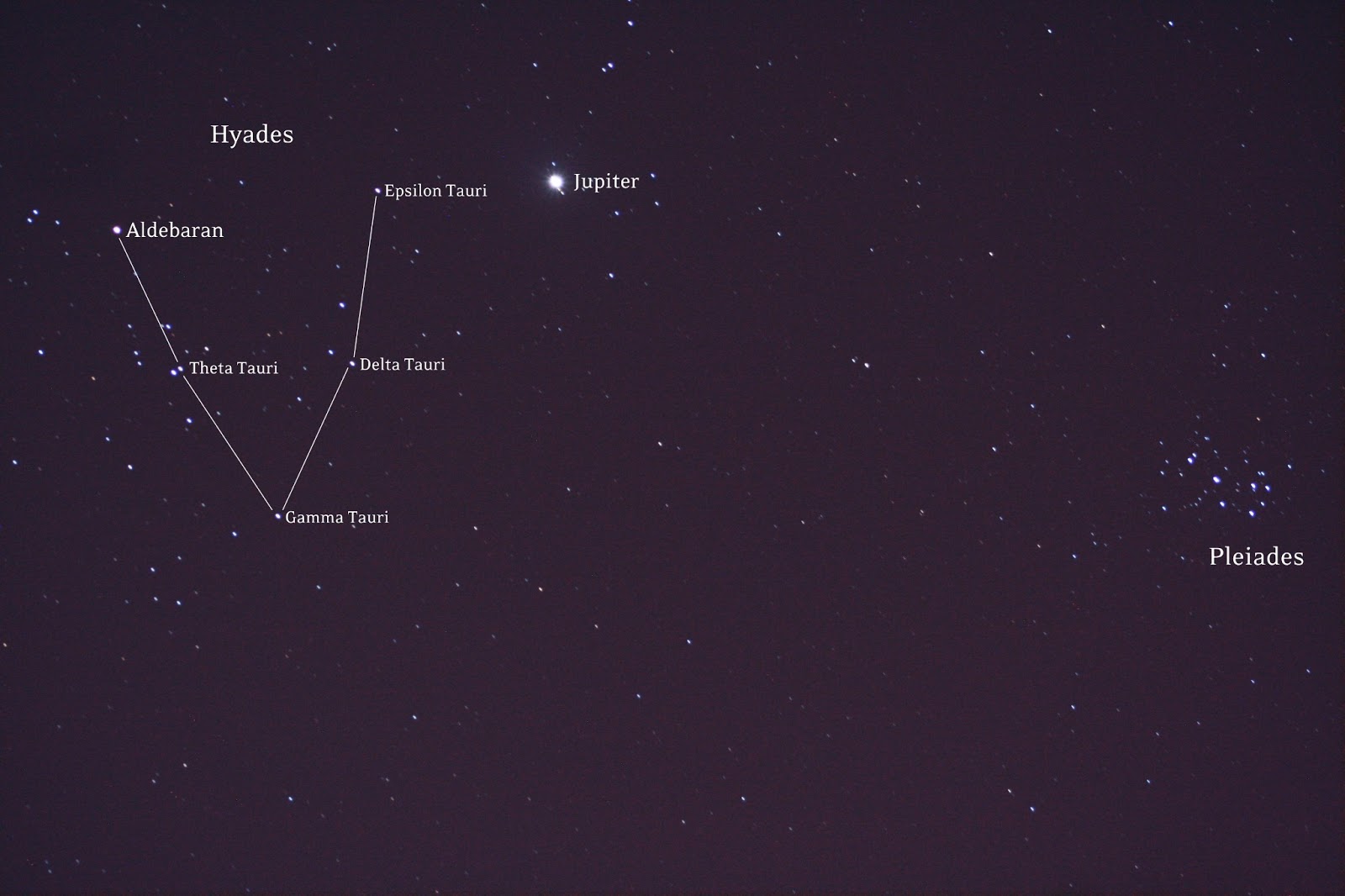 The Hyades Cluster, Jupiter, and the Pleiades [Stellar Neophyte ...